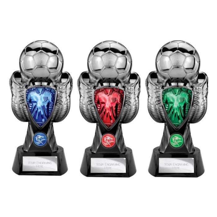 TOURNAMENT SHIRT COLOURED GUNMETAL & BLACK TROPHY - 5 SIZES - 17CM TO 28CM